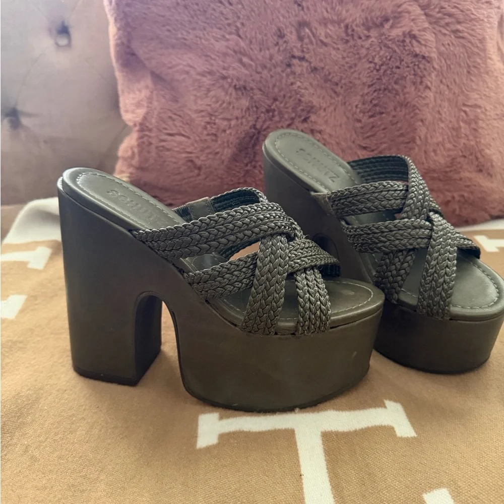 SCHUTZ Dark Braided Platform Heels - Picture 1 of 3